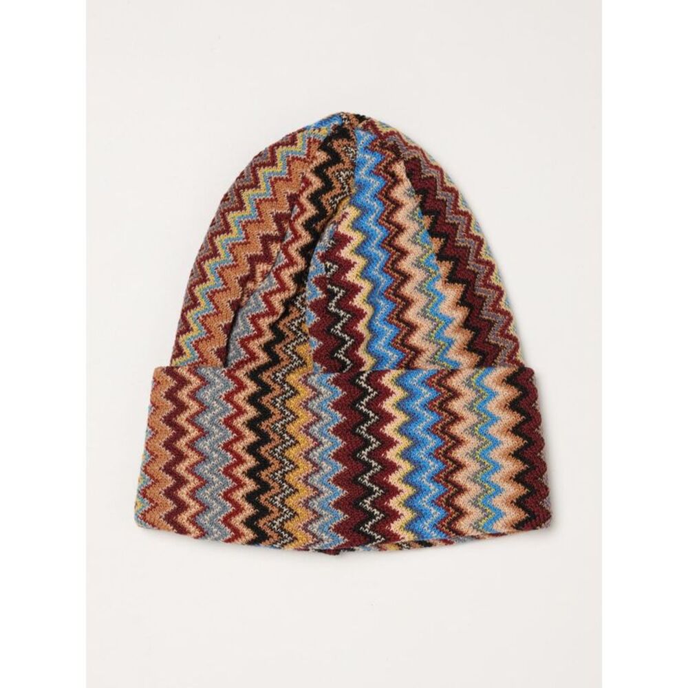 Missoni Men Multicolour Zig-Zag Pattern Wool Blend Beanie Hat Missoni